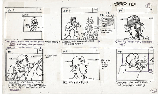 Treasure Island Storyboard Art Cartoon 2 Pages Stevenson Filmation WB 1973 B-03