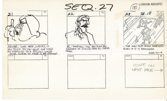 Treasure Island Storyboard Art Cartoon 2 Pages Stevenson Filmation WB 1973 D-03