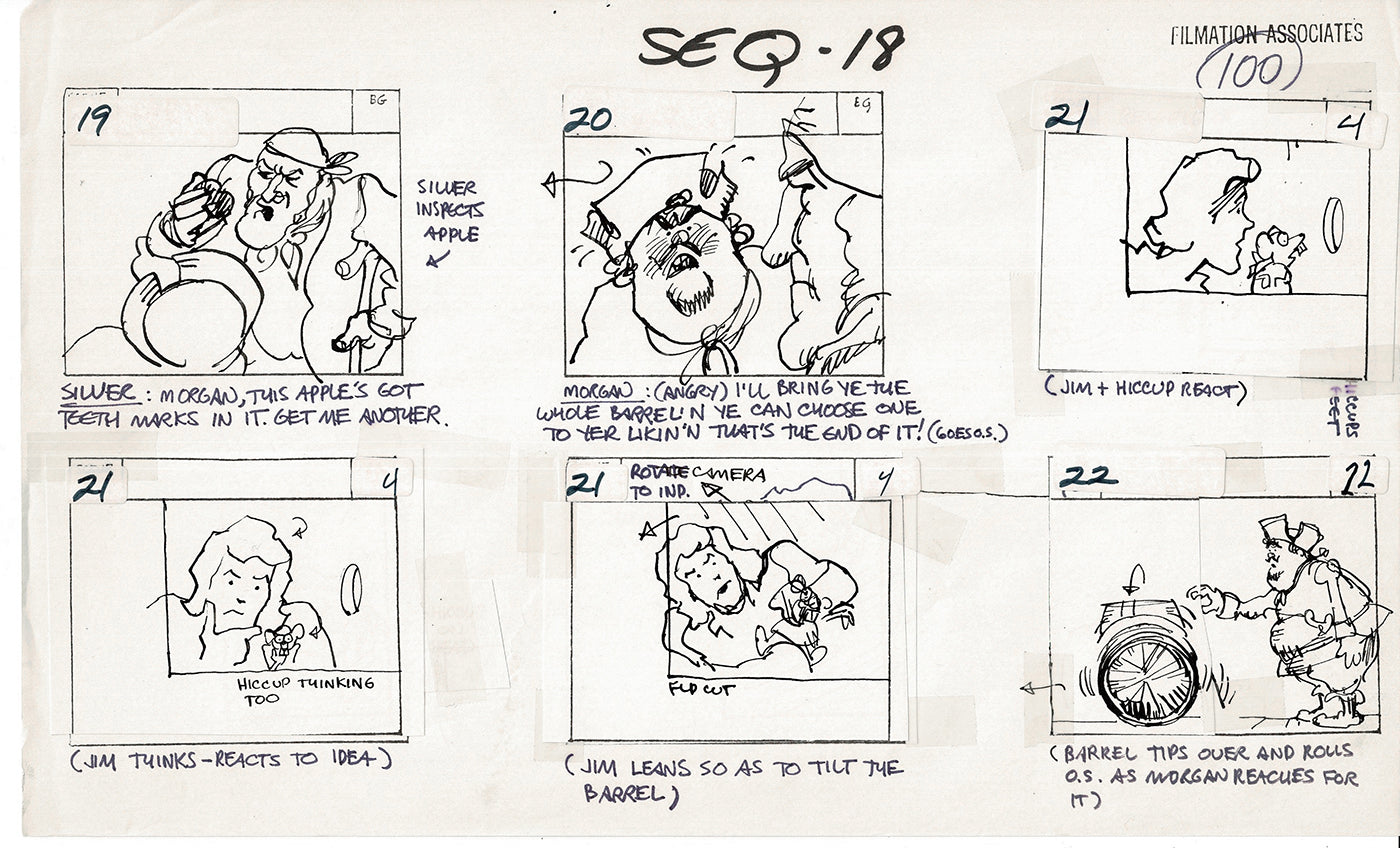 Treasure Island Storyboard Art Cartoon 2 Pages Stevenson Filmation WB 1973 C-03
