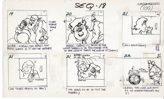 Treasure Island Storyboard Art Cartoon 2 Pages Stevenson Filmation WB 1973 C-03