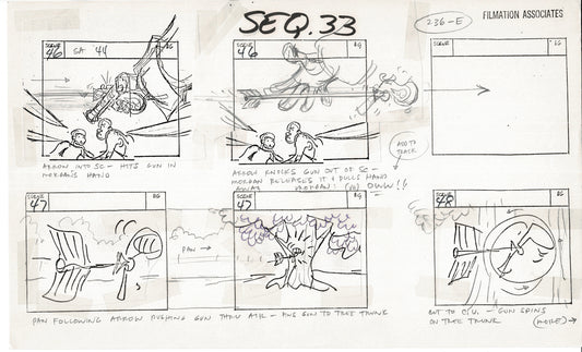 Treasure Island Storyboard Art Cartoon 2 Pages Stevenson Filmation WB 1973 E-03