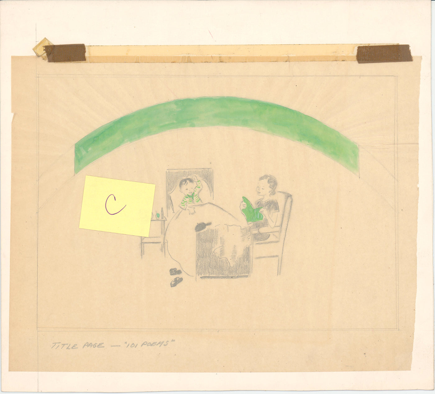 Illustration Book Page Original Drawing by Lowenheim c1978 Samuel Lowe T003