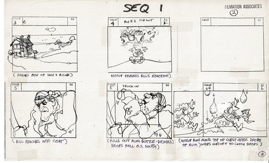 Treasure Island Storyboard Art Cartoon 2 Pages Stevenson Filmation WB 1973 A-03