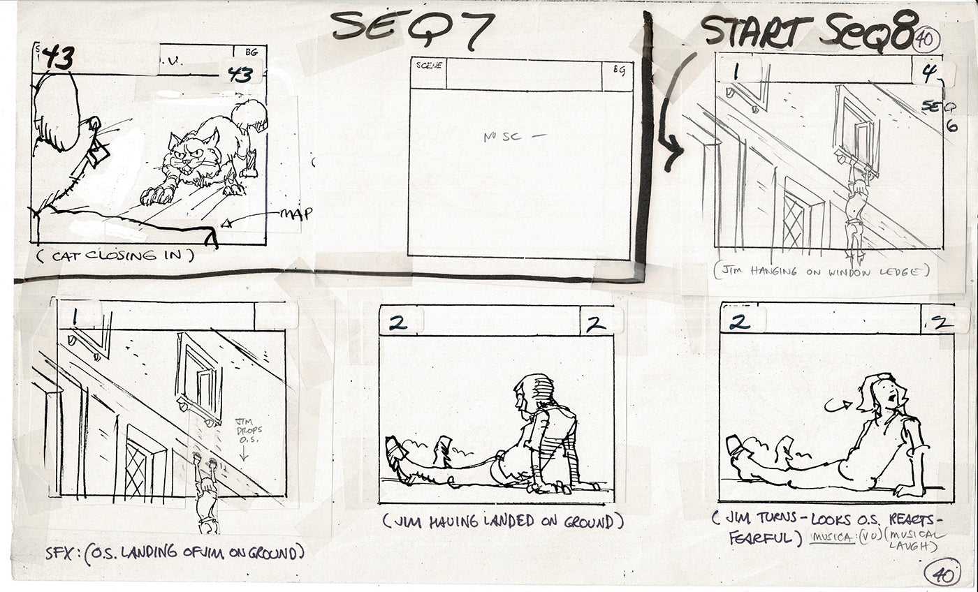 Treasure Island Storyboard Art Cartoon 2 Pages Stevenson Filmation WB 1973 A-39