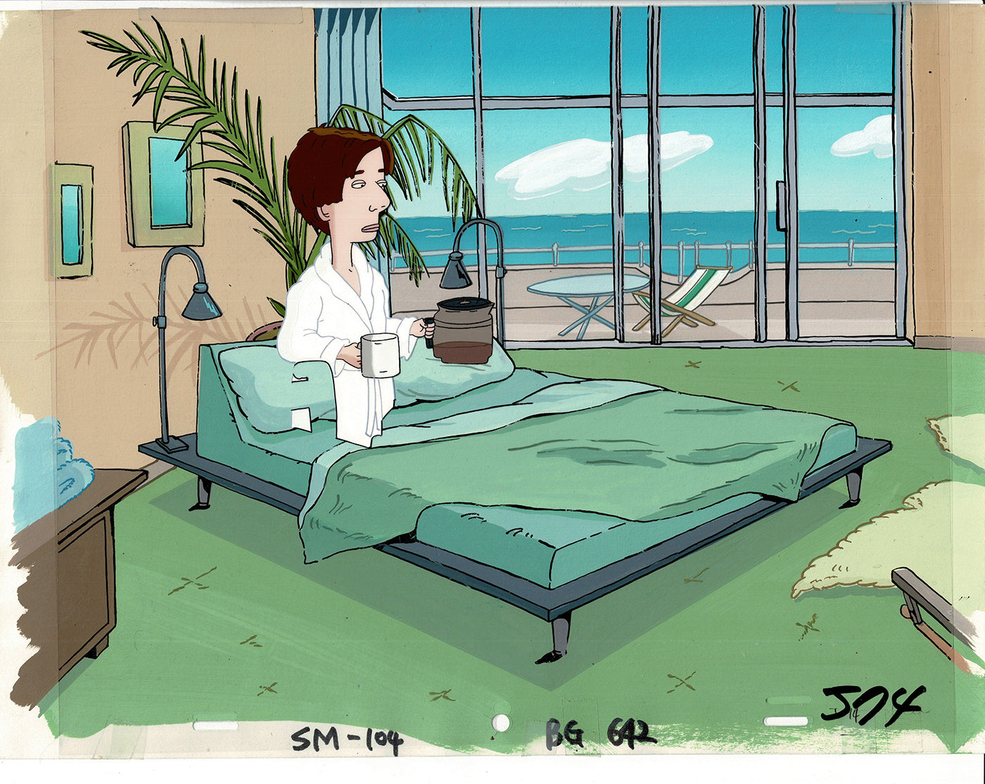 David Spade Production Cel and Drawing and OBG Background from Sammy Production TV Cartoon SNL Alum 2000 BB-41