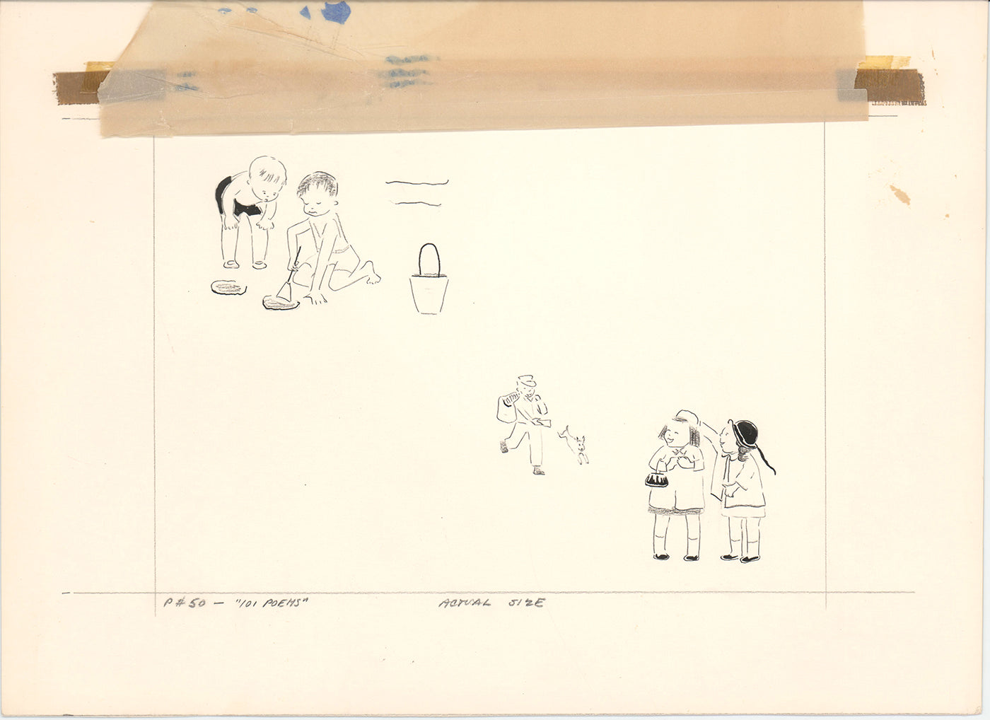 Illustration Book Page Original Drawing by Lowenheim c1978 Samuel Lowe T039