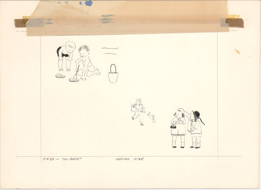 Illustration Book Page Original Drawing by Lowenheim c1978 Samuel Lowe T039