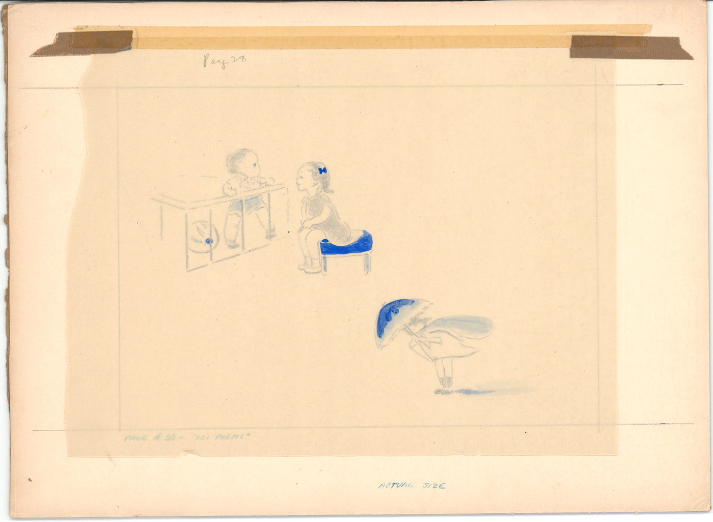 Illustration Book Page Original Drawing by Lowenheim c1978 Samuel Lowe H041