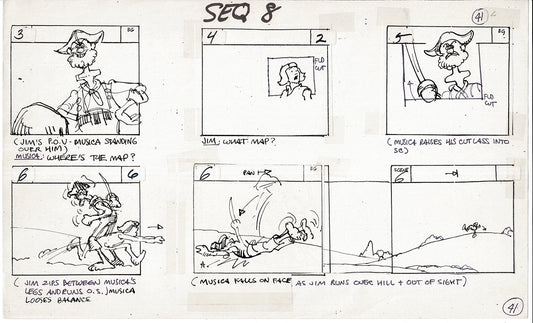 Treasure Island Storyboard Art Cartoon 2 Pages Stevenson Filmation WB 1973 A-41