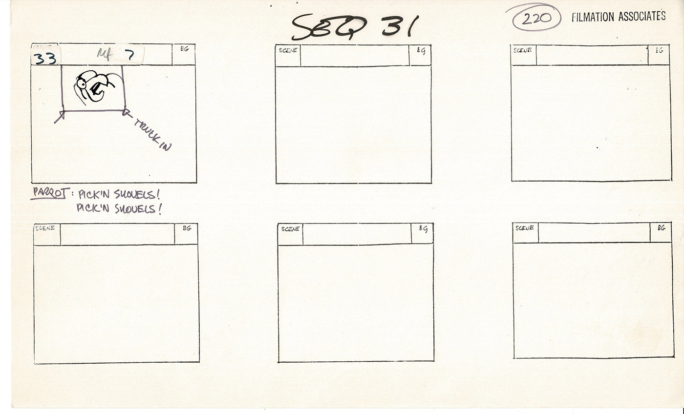 Treasure Island Storyboard Art Cartoon 2 Pages Stevenson Filmation WB 1973 D-41
