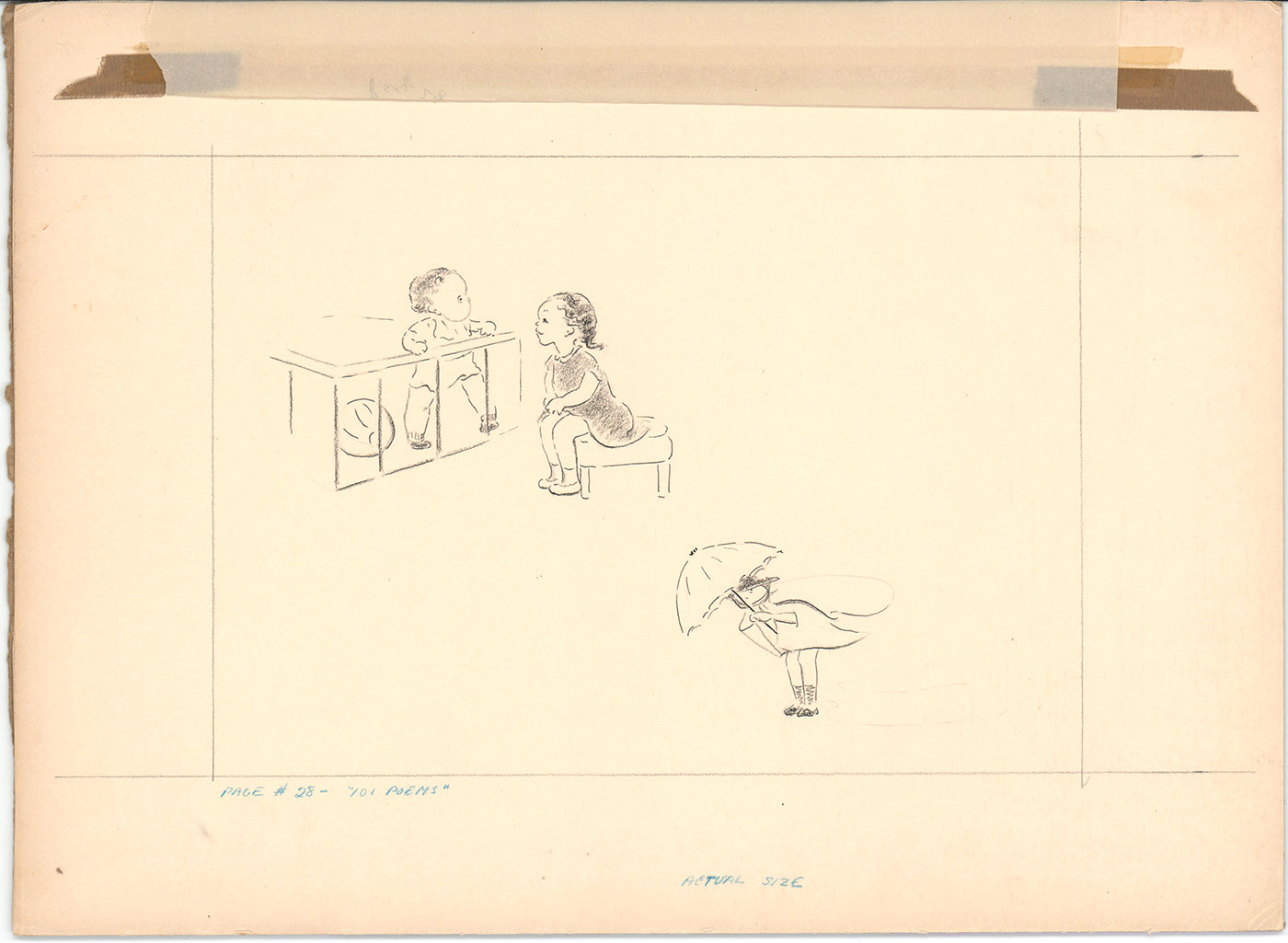 Illustration Book Page Original Drawing by Lowenheim c1978 Samuel Lowe H041