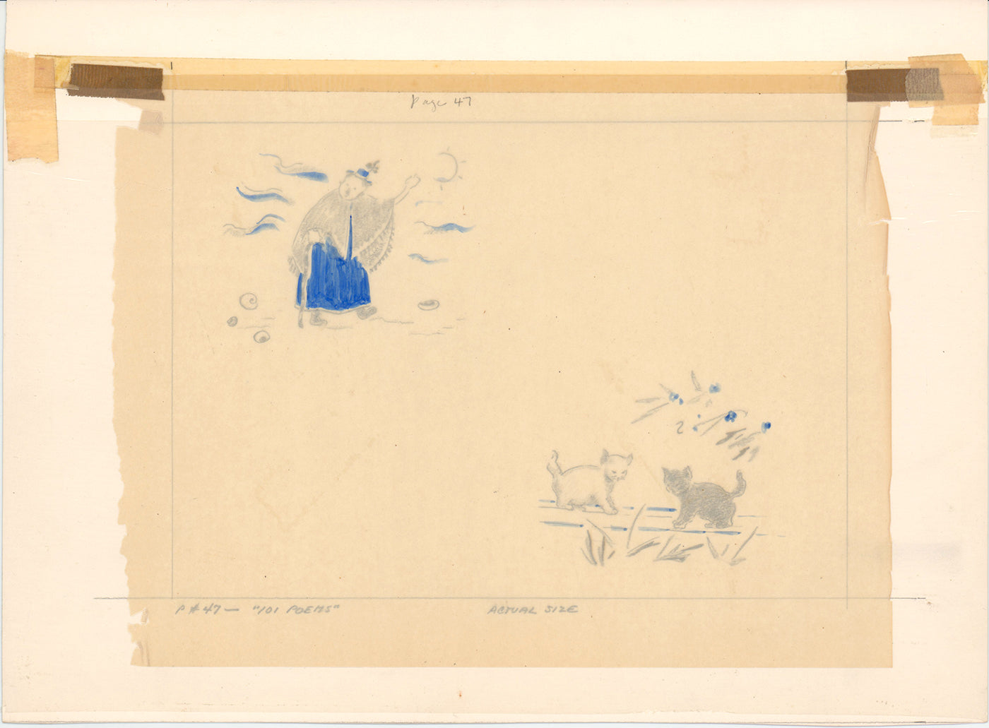 Illustration Book Page Original Drawing by Lowenheim c1978 Samuel Lowe T041