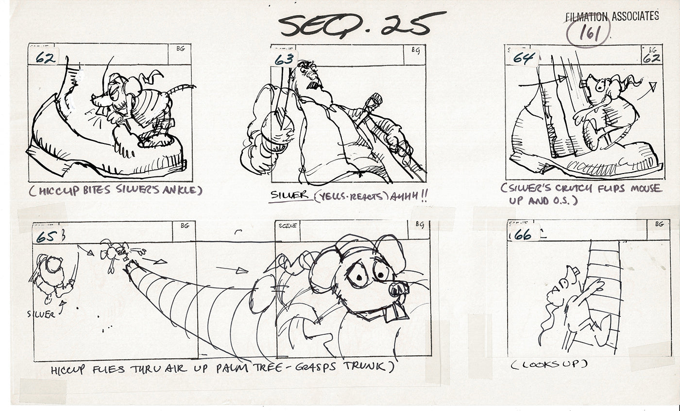 Treasure Island Storyboard Art Cartoon 2 Pages Stevenson Filmation WB 1973 C-43