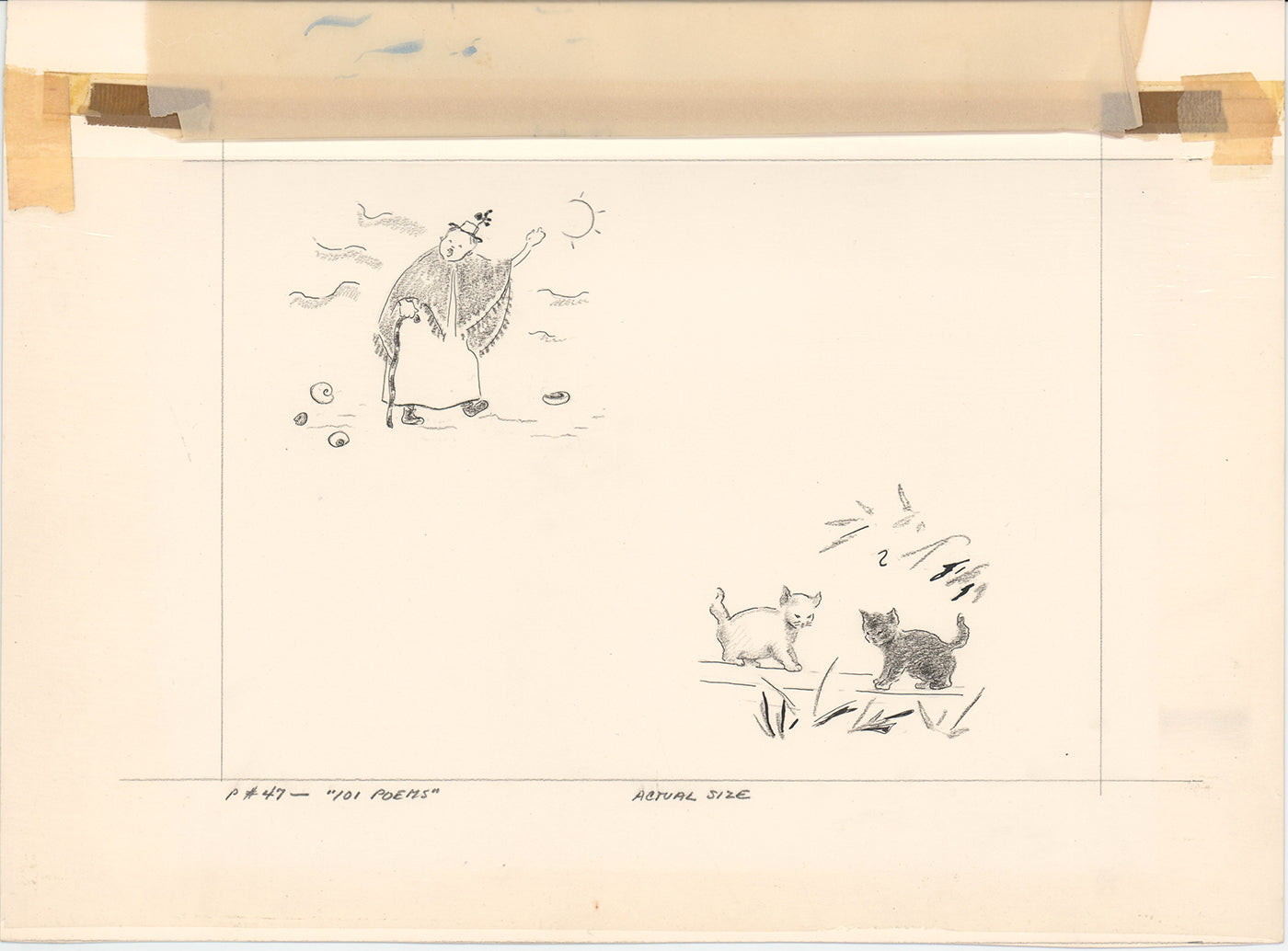 Illustration Book Page Original Drawing by Lowenheim c1978 Samuel Lowe T041