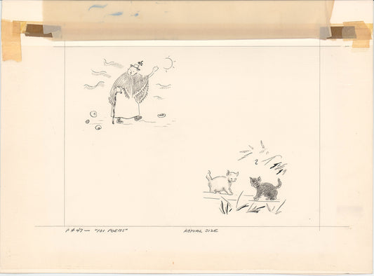 Illustration Book Page Original Drawing by Lowenheim c1978 Samuel Lowe T041