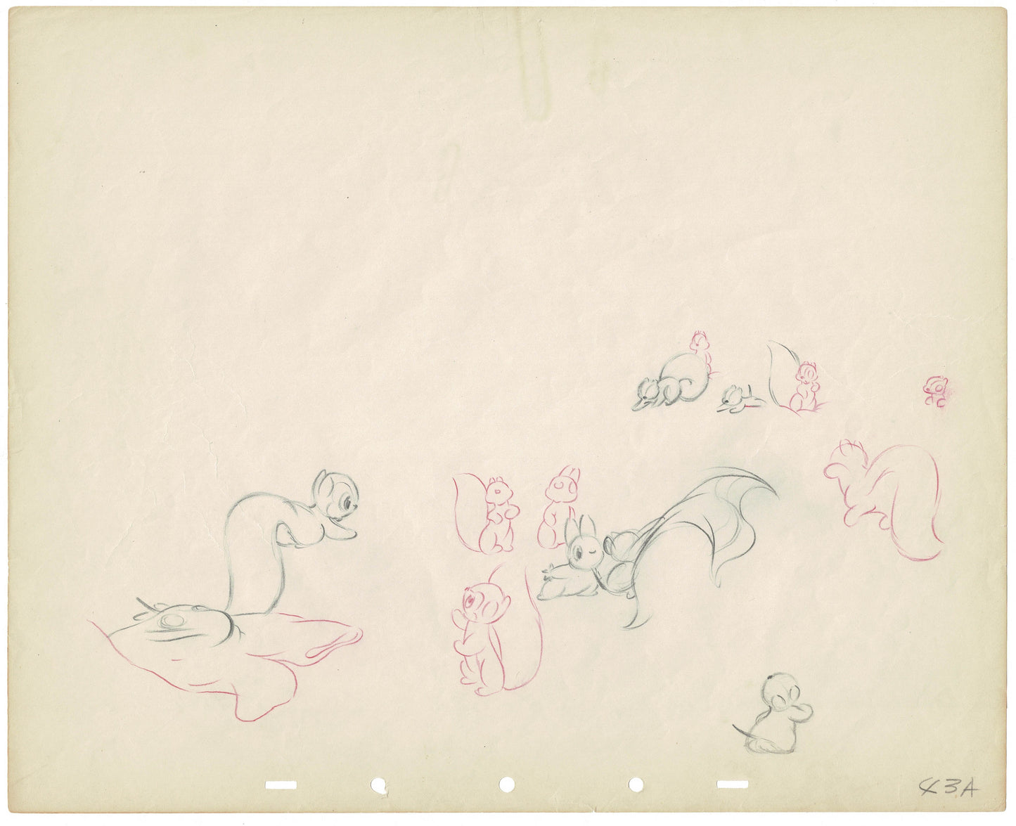 Snow White and the Seven Dwarfs Original Production Animation Cel Drawing of Forest Animals in the Dwarfs House from Walt Disney 1937 43a
