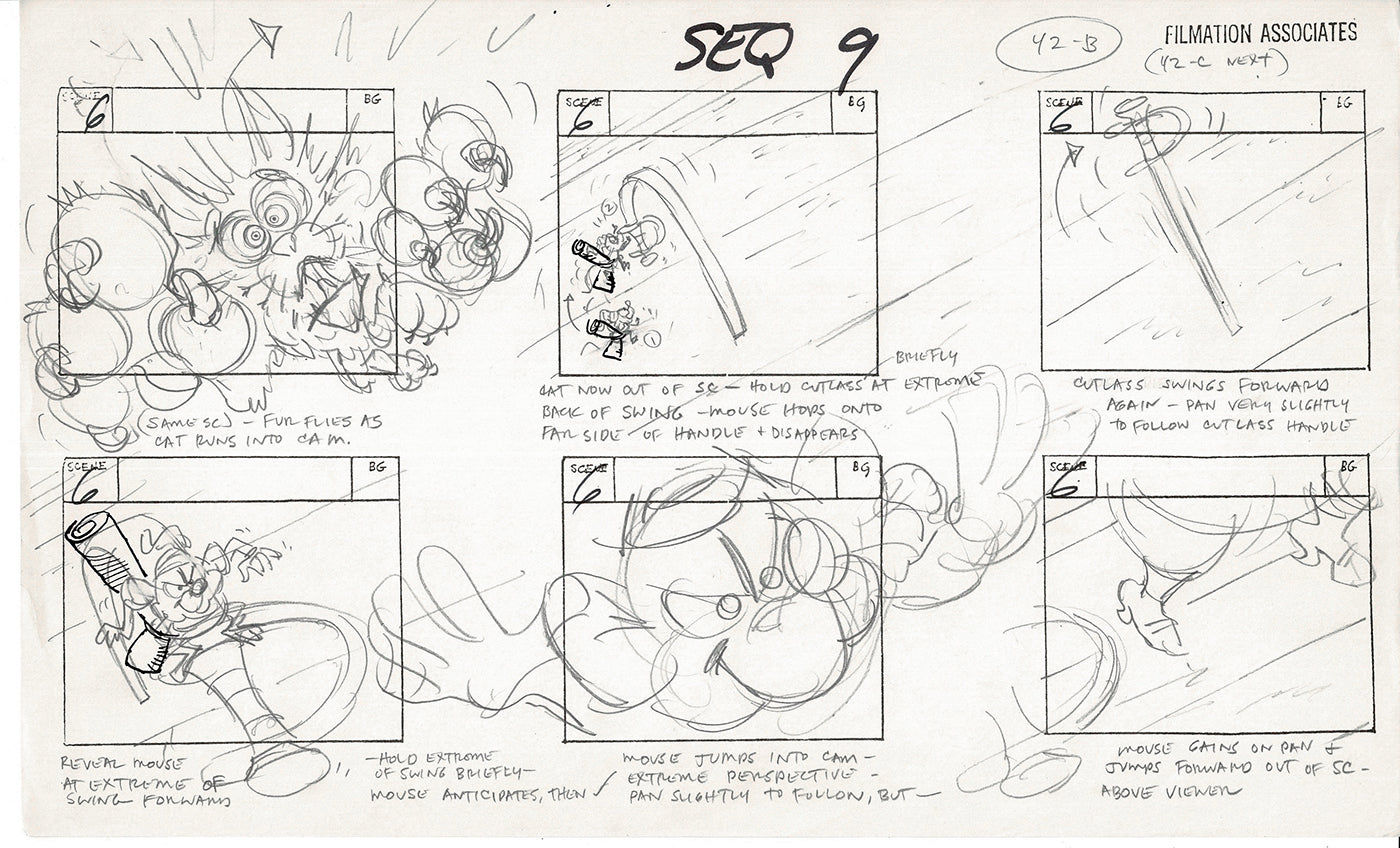 Treasure Island Storyboard Art Cartoon 2 Pages Stevenson Filmation WB 1973 A-43