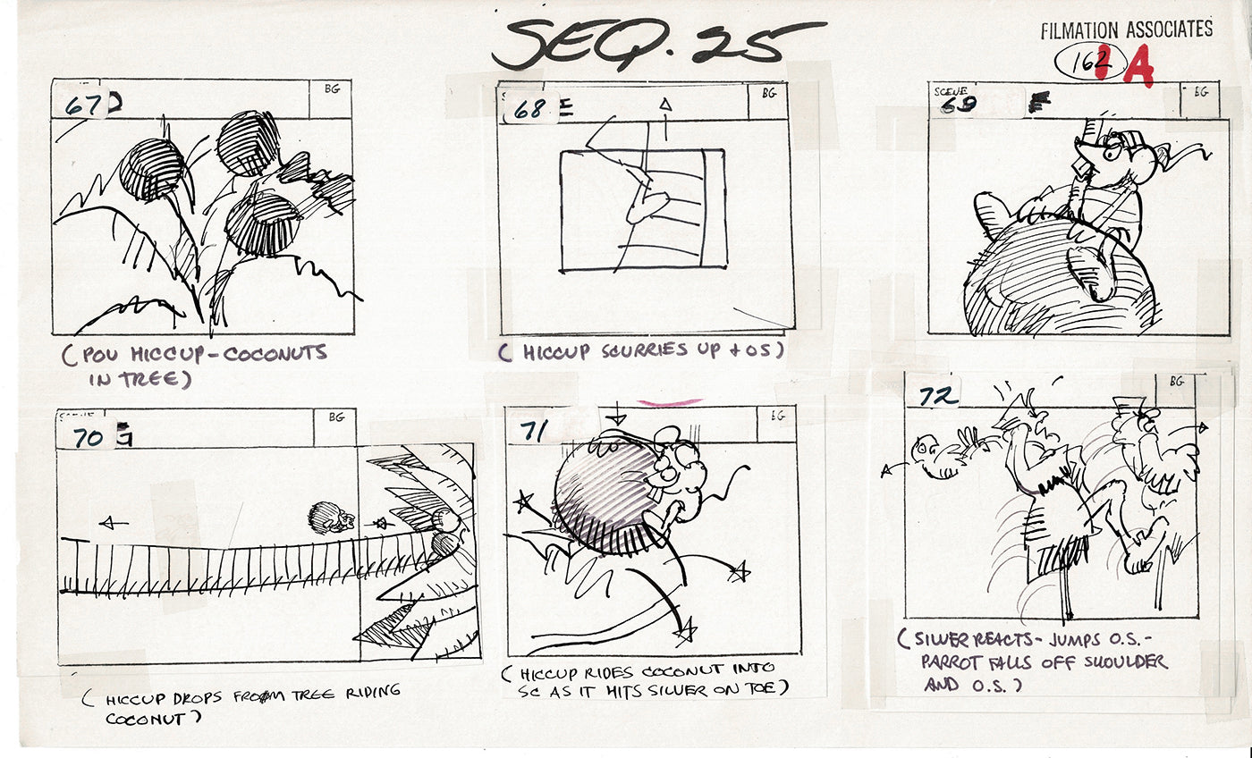 Treasure Island Storyboard Art Cartoon 2 Pages Stevenson Filmation WB 1973 C-43