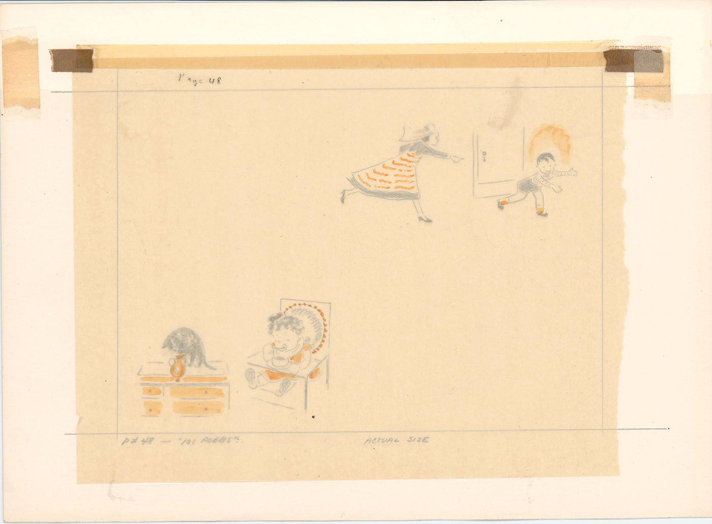 Illustration Book Page Original Drawing by Lowenheim c1978 Samuel Lowe T043