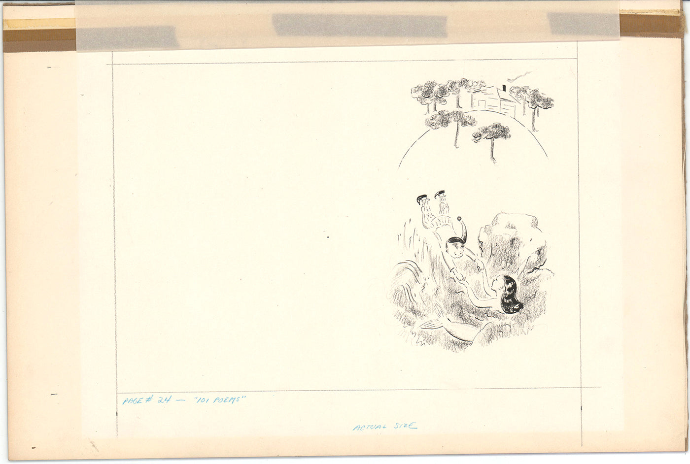 Illustration Book Page Original Drawing by Lowenheim c1978 Samuel Lowe H043