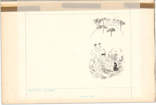 Illustration Book Page Original Drawing by Lowenheim c1978 Samuel Lowe H043