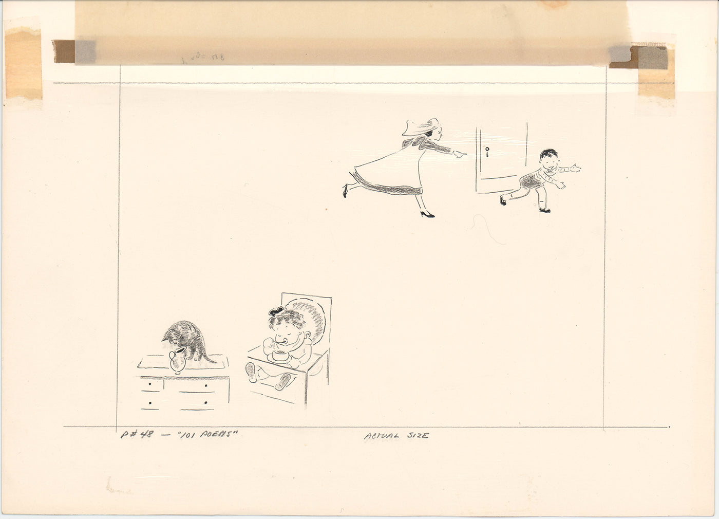 Illustration Book Page Original Drawing by Lowenheim c1978 Samuel Lowe T043