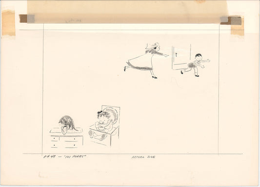 Illustration Book Page Original Drawing by Lowenheim c1978 Samuel Lowe T043