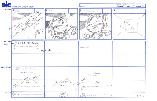 Sonic Underground Huge Hand-Drawn Production Storyboard 1999 from DIC Used to Make the Cartoon Pg 46