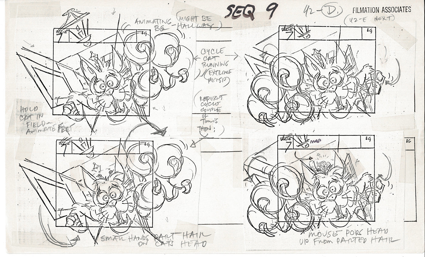 Treasure Island Storyboard Art Cartoon 2 Pages Stevenson Filmation WB 1973 A-45
