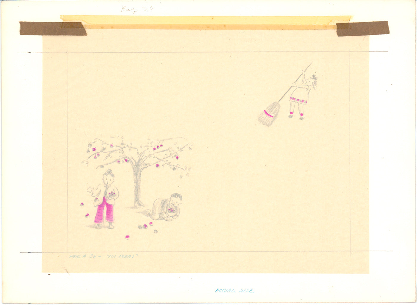 Illustration Book Page Original Drawing by Lowenheim c1978 Samuel Lowe H045