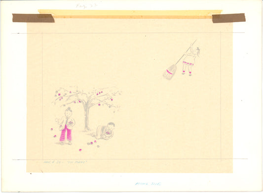 Illustration Book Page Original Drawing by Lowenheim c1978 Samuel Lowe H045