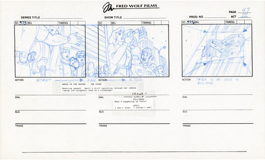 Teenage Mutant Ninja Turtles TMNT Original Production Animation Storyboard 1995 U3-47