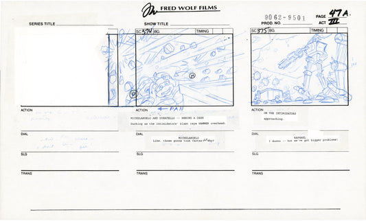 Teenage Mutant Ninja Turtles TMNT Original Production Animation Storyboard 1995 U3-47A