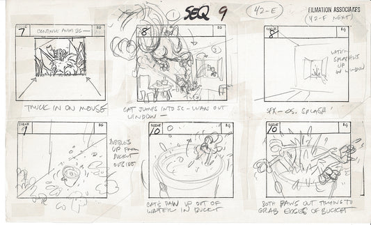 Treasure Island Storyboard Art Cartoon 2 Pages Stevenson Filmation WB 1973 A-47