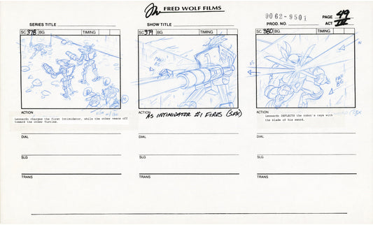 Teenage Mutant Ninja Turtles TMNT Original Production Animation Storyboard 1995 U3-49