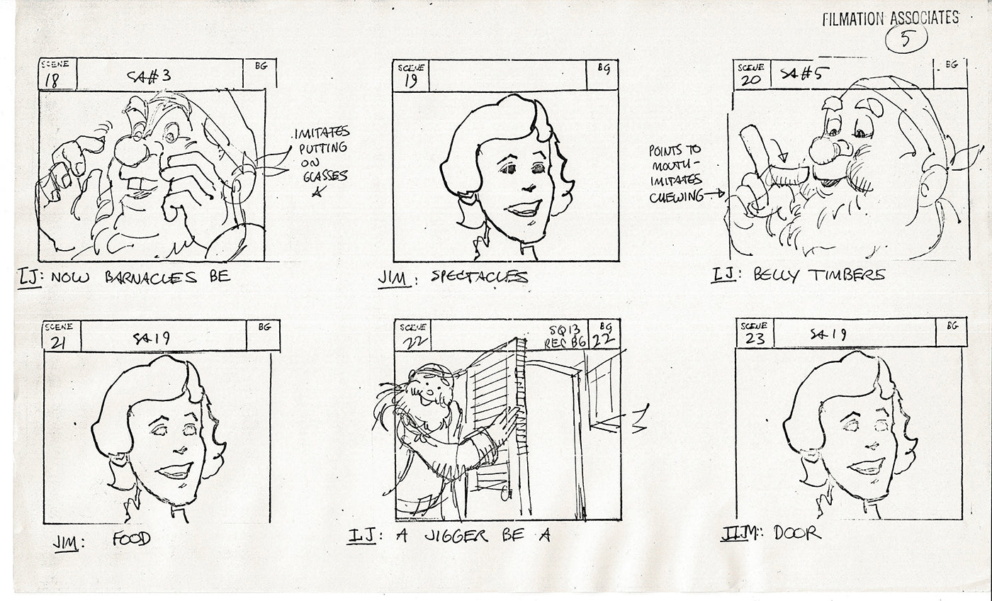 Treasure Island Storyboard Art Cartoon 2 Pages Stevenson Filmation WB 1973 B-49