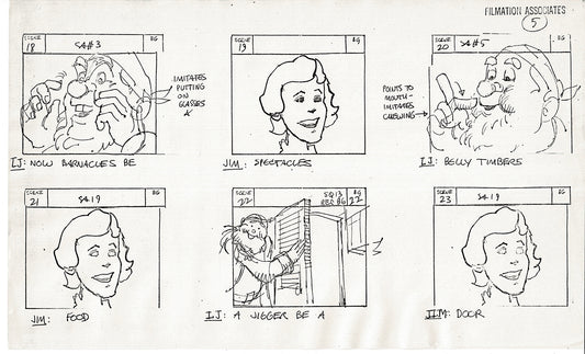 Treasure Island Storyboard Art Cartoon 2 Pages Stevenson Filmation WB 1973 B-49