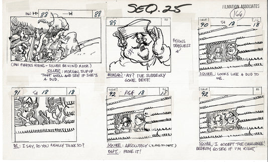 Treasure Island Storyboard Art Cartoon 2 Pages Stevenson Filmation WB 1973 C-49