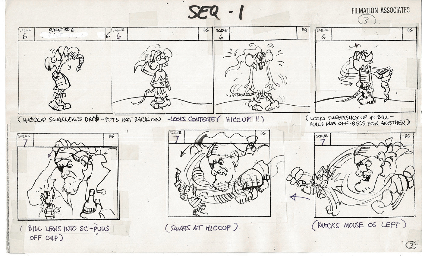 Treasure Island Storyboard Art Cartoon 2 Pages Stevenson Filmation WB 1973 A-03