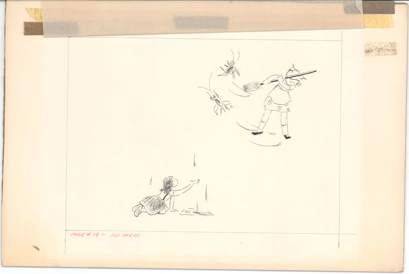 Illustration Book Page Original Drawing by Lowenheim c1978 Samuel Lowe H003