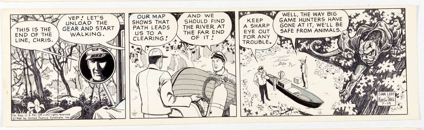 Sam Leff Davy Jones Orig Ink Daily Newspaper Comic Strip Art Signed 1966 CD04