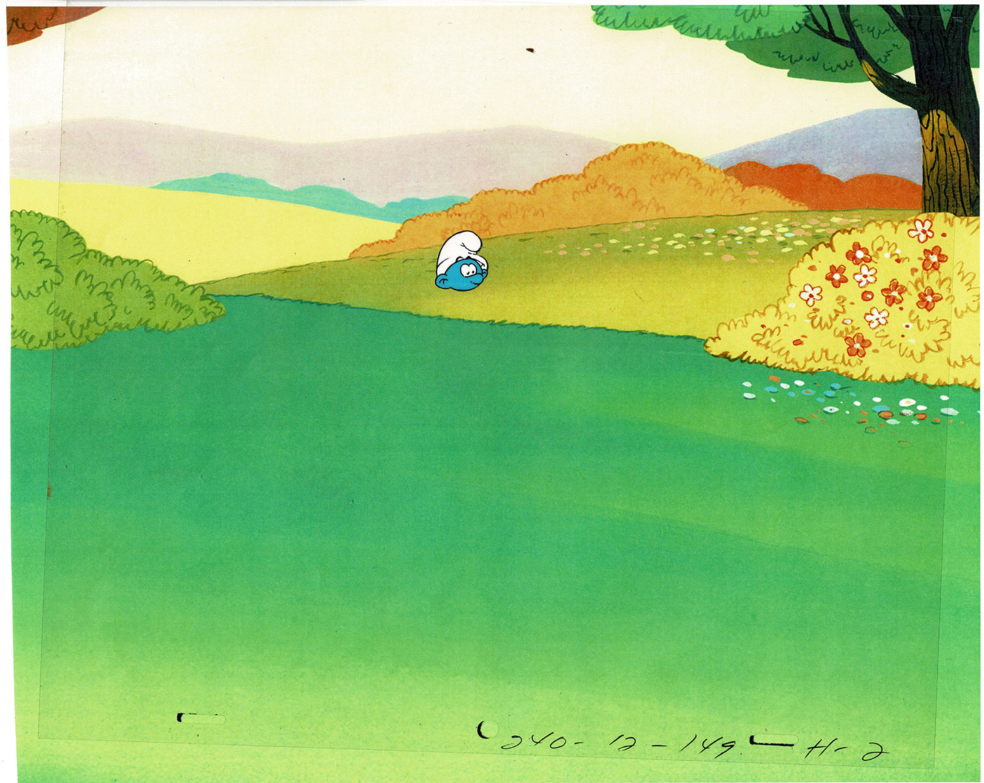 Smurfs Original Production Animation Cel Hanna Barbera 1980s Z-04