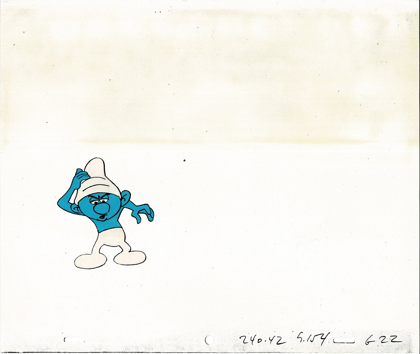 Smurfs Smurf PILOT Grouchy Production Animation Cel Hanna Barbera 1981 See Below P4