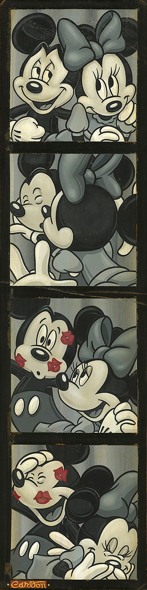 Mickey Mouse Walt Disney Fine Art Trevor Carlton Signed Limited Edition of 195 Print on Canvas "Photo Booth Kiss"