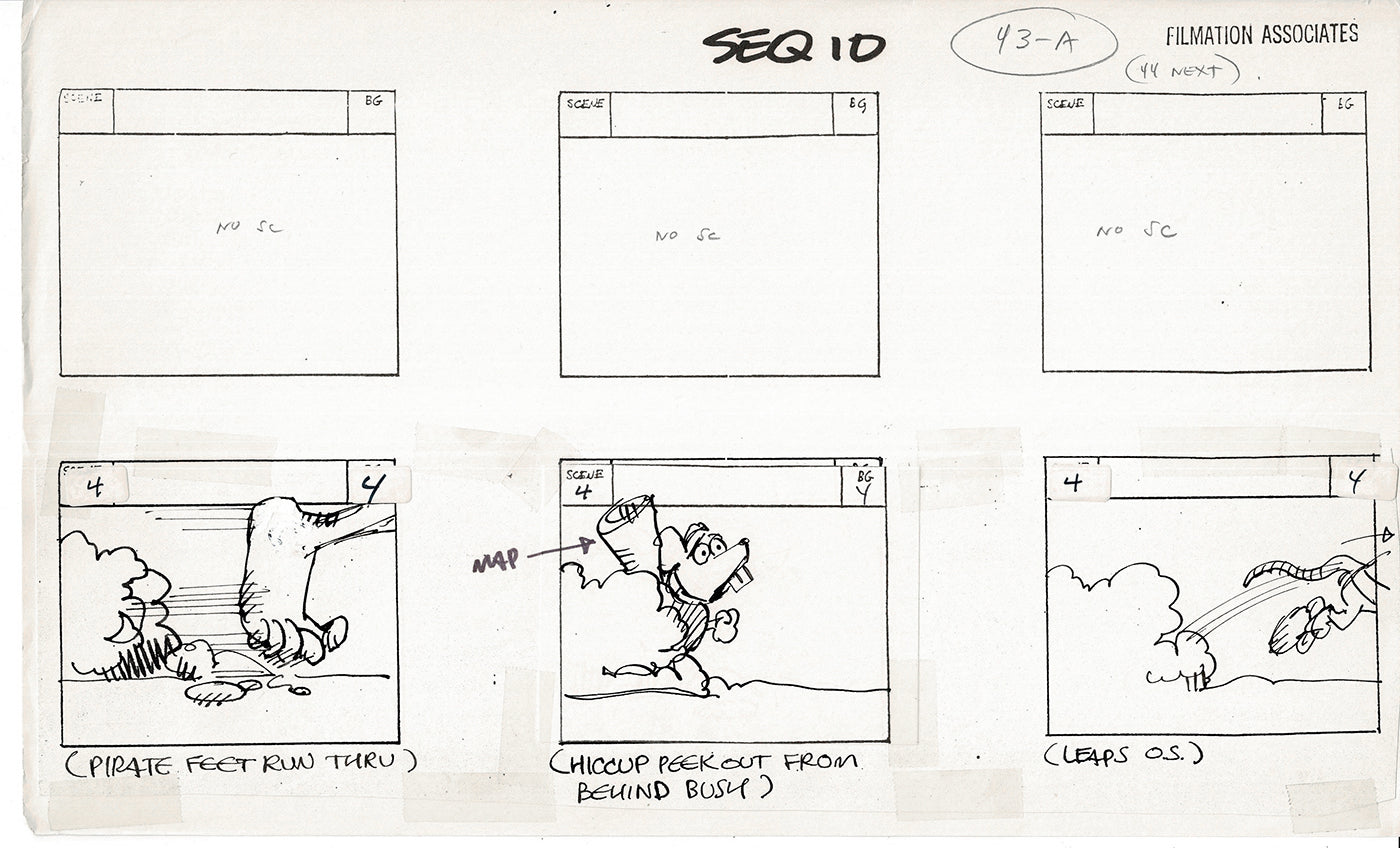 Treasure Island Storyboard Art Cartoon 2 Pages Stevenson Filmation WB 1973 A-49