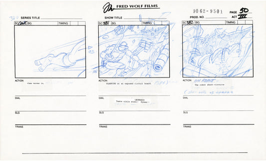 Teenage Mutant Ninja Turtles TMNT Original Production Animation Storyboard 1995 U3-50
