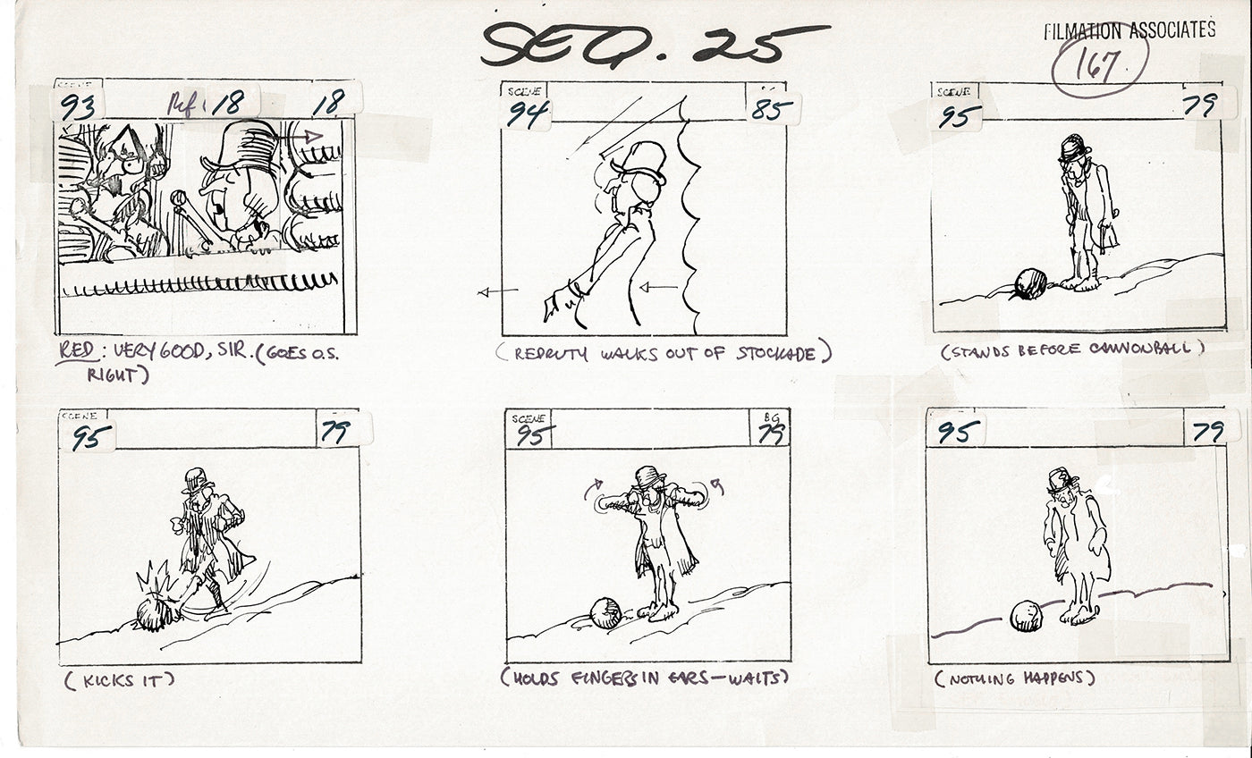 Treasure Island Storyboard Art Cartoon 2 Pages Stevenson Filmation WB 1973 C-49