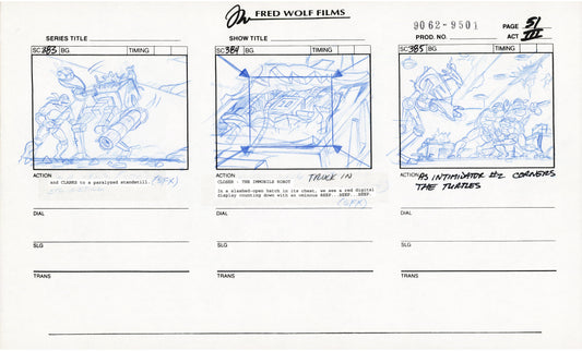 Teenage Mutant Ninja Turtles TMNT Original Production Animation Storyboard 1995 U3-51