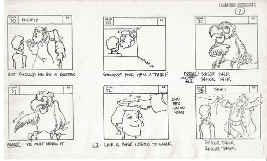 Treasure Island Storyboard Art Cartoon 2 Pages Stevenson Filmation WB 1973 B-51