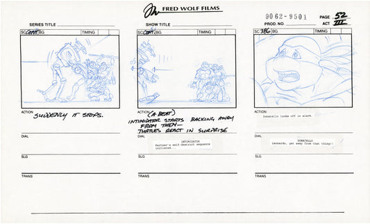 Teenage Mutant Ninja Turtles TMNT Original Production Animation Storyboard 1995 U3-52